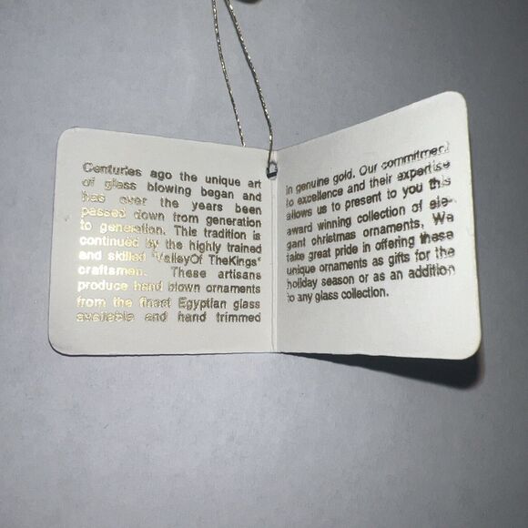 Valley Of The Kings Egyptian Glass Christmas Ornament Gold Detail 5” Long NEW - Picture 3 of 4